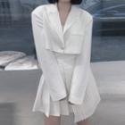 Cropped Blazer / Pleated Mini A-line Skirt