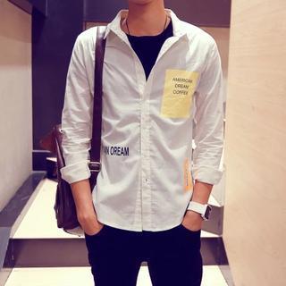 Applique Lettering Long Sleeved Shirt