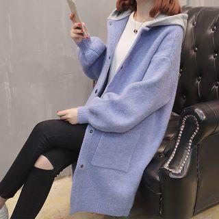 Buttoned Hooded Knit Coat