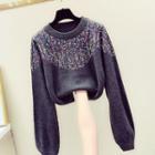 Sequined-detail Round-neck Sweater