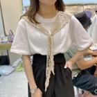 Set: Short-sleeve T-shirt + Knit Shawl