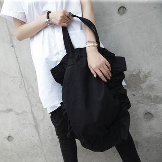 Ruffle Trim Canvas Tote Bag