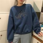 Dinosaur Embroidered Pullover Navy Blue - One Size