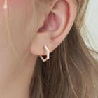 925 Sterling Silver Rhinestone Hexagon Earring 1 Pair - Silver - One Size
