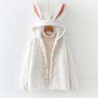 Rabbit Ear Hooded Fleece Duffle Coat White - One Size