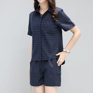 Set: Striped Short Sleeve Shirt + Shorts
