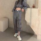 Contrast Trim Crop Pullover / Sweatpants