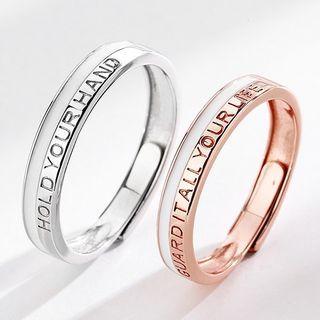 Lettering Glaze Sterling Silver Open Ring