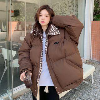 Long-sleeve Argyle Print Padded Jacket