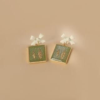 Bow Square Alloy Dangle Earring 1 Pair - Gold - One Size