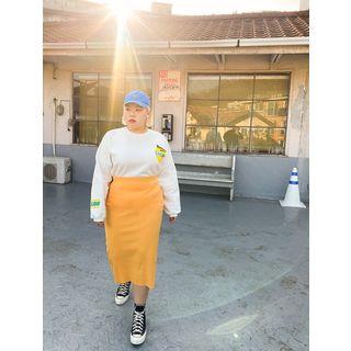 Plus Size Ribbed Knit Skirt In 13 Colors