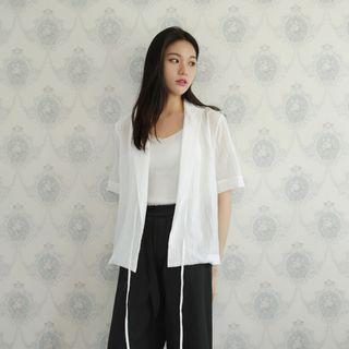 Tie-front Textured Jacket