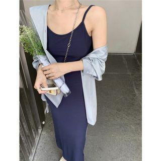 Long-sleeve Plain Shirt / Plain Sleeveless Dress