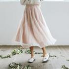 Tulle Overlay Pleated Midi Skirt