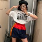 Mini Color Block A-line Skirt