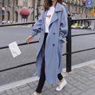 Buttoned Tie-waist Long Trench Coat