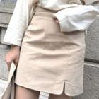Slit-front Mini A-line Skirt