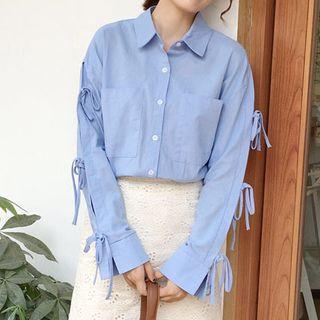 Plain Tie Sleeve Shirt