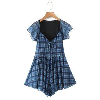 Plaid Wide Leg Romper