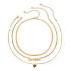 Set Of 3: Alloy Necklace Set Of 3 - Gold - One Size