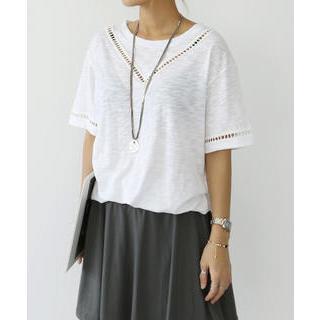 Lace-trim Cotton T-shirt