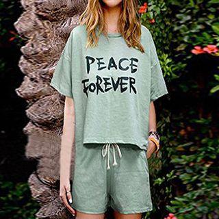 Set : Letter Short-sleeve T-shirt + Shorts