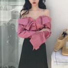 Chain Strap Cold-shoulder Two-way Shirt