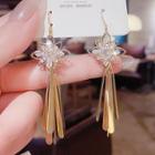 Rhinestone Floral Drop Earring E0157 - 1 Pair - Gold - One Size