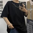 Elbow-sleeve Chain Detail T-shirt