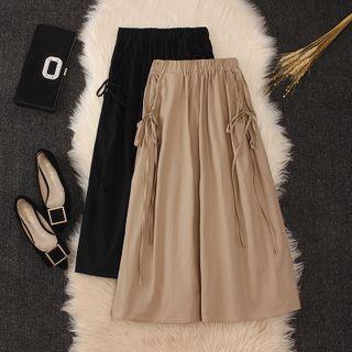 Ribbon A-line Midi Skirt