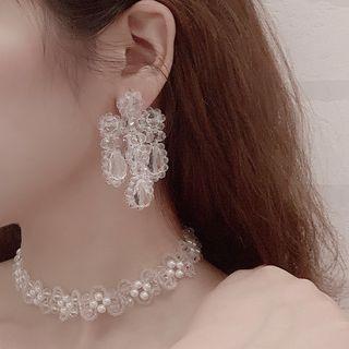 Faux-crystal Earring 1 Pair - Transparent - One Size