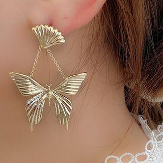 Butterfly Drop Earring / Ear Cuff 1 Pair - Gold - One Size