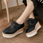 Lace-trim Wedge Lace-up Shoes