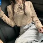 Long-sleeve Lace-up T-shirt / Sweatpants