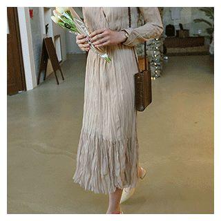 V-neck Crinkled Dress