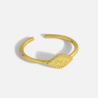 Eye Embossed Sterling Silver Open Ring Gold - One Size