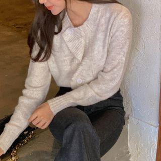Round-neck Ruffle-trim Cardigan
