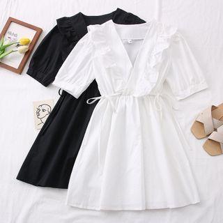 Tie-waist Ruffled Mini Dress