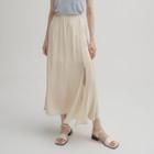 Deep-slit Sheer Maxi Flare Skirt