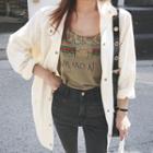 Stand-collar Snap-button Cotton Parka