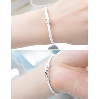 Faux Leather Logo Print Bracelet