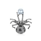 Fashion Creative Spider Imitation Pearl Brooch With Cubic Zirconia Silver - One Size