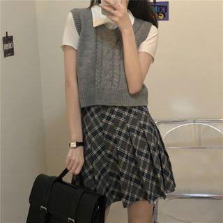 Sweater Vest / Plaid Skirt / Polo Shirt