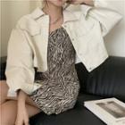 Faux Leather Button-up Jacket / Zebra Print Dress