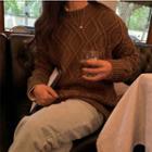 Cable-knit Sweater Coffee - One Size