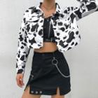 Cropped Cow Print Shirt Jacket