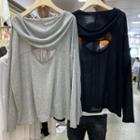 Cut Out Hood Long-sleeve T-shirt