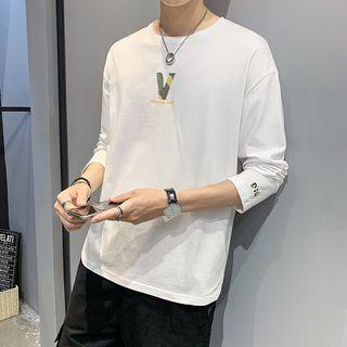 Long-sleeve Lettering Appliqu T-shirt