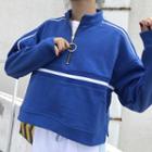 Color-block Long-sleeve Loose-fit Pullover / Plain High-waist Pants