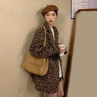 Leopard Print Blazer Leopard - Light Brown - One Size